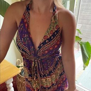 Rare Sexy Backless Halter Maxi - Boho S / M